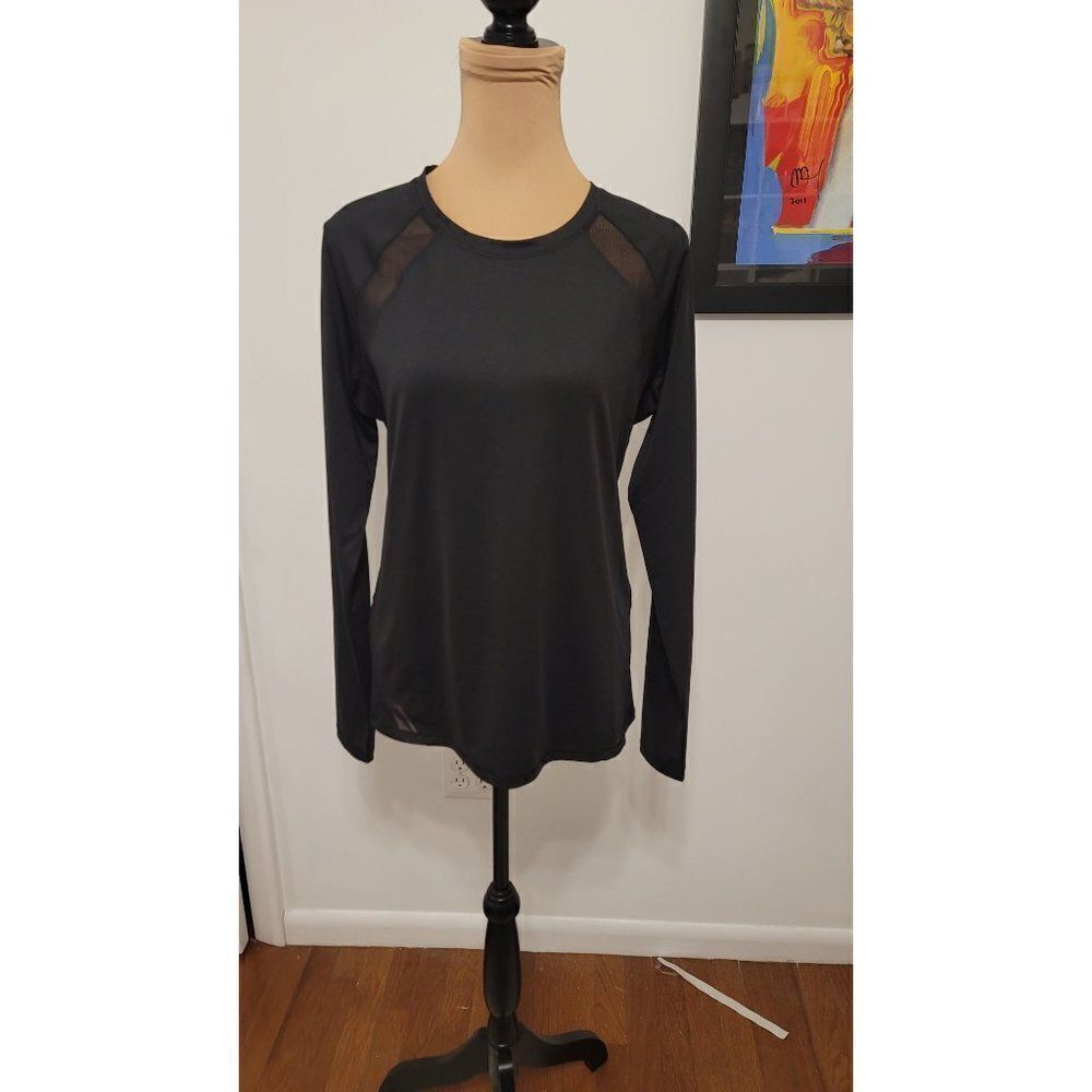 Kenneth Cole Reaction Activewear Black Large Sheer Accents